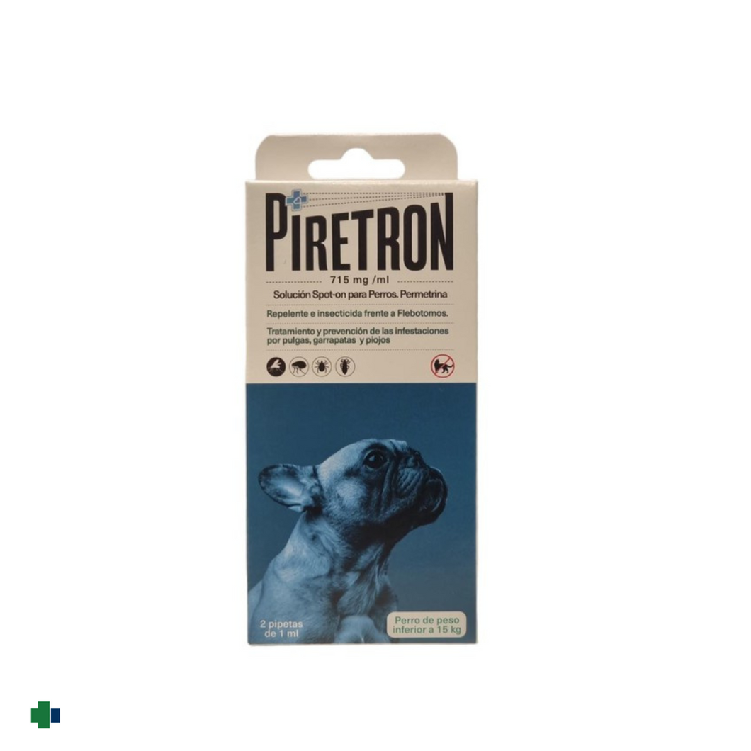 PIRETRON SOLICION SPOT-ON PERROS DE PESO INFERIOR 15 KG - 2 PIPETAS