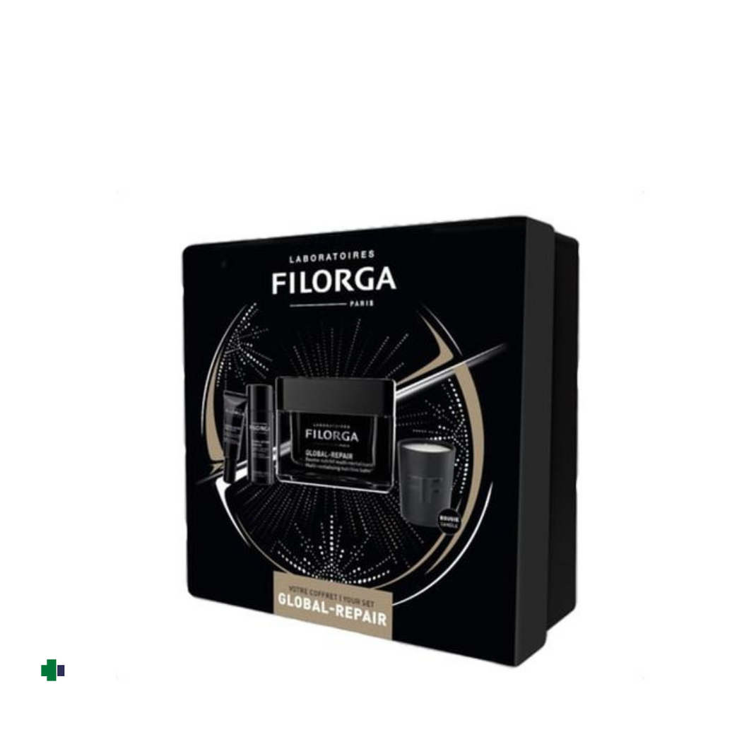 FILORGA COFRE GLOBAL : GLOBAL REPAIR BAUME 50 ML+ESENCIA50ML+ CONTORNO DE OJOS 4 ML +VELA