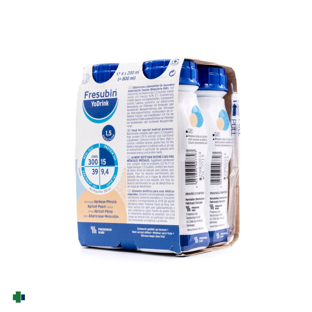 FRESUBIN YODRINK ALBARICOQUE-MELOCOTON 4 BOTELLAS 200 ML