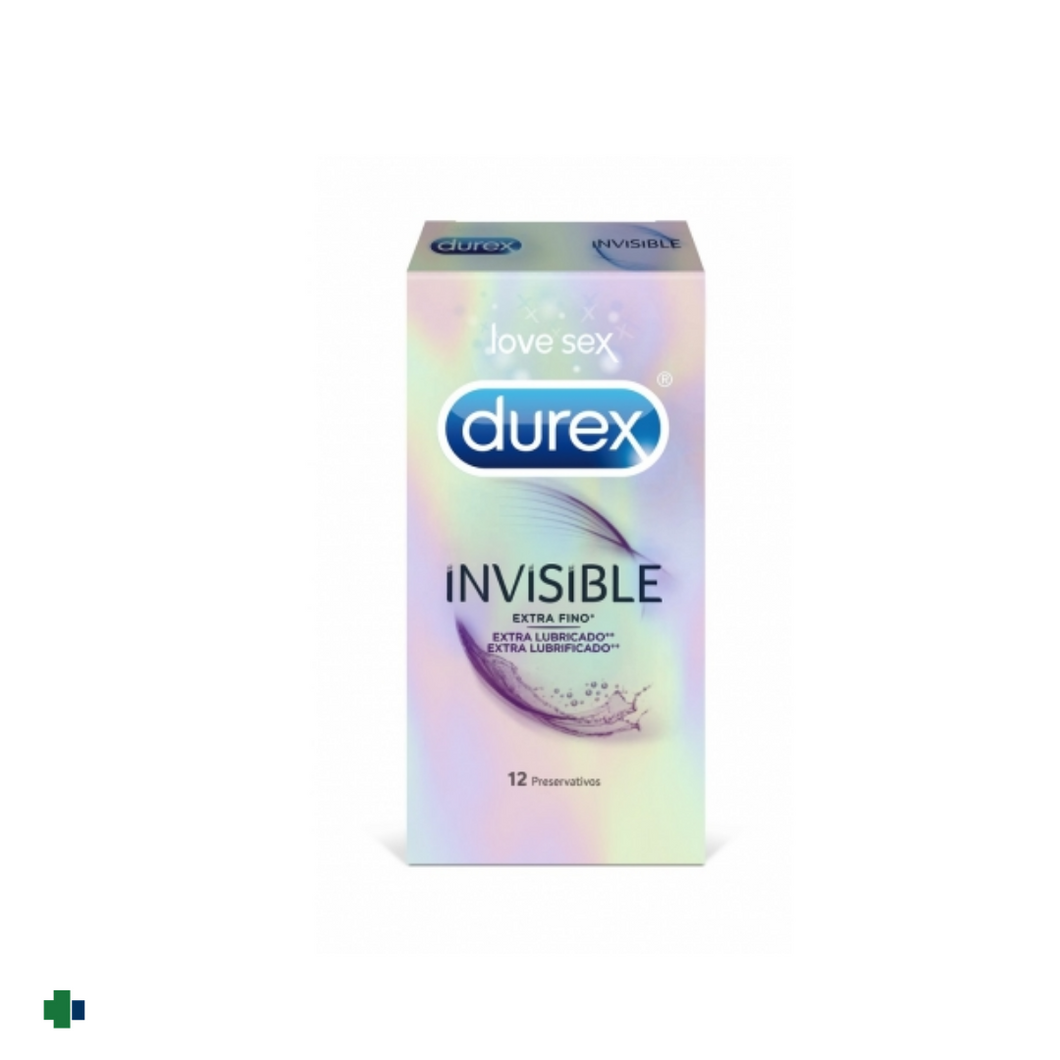 PRESERVATIVO DUREX INVISIBLE EXTRA FINO & EXTRA LUBRICADO 12 UNIDADES