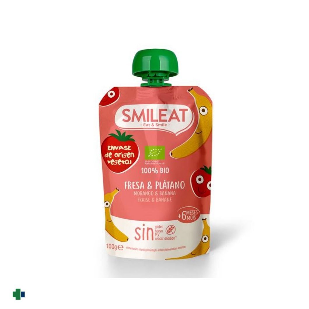 SMILEAT PURÉ  ECOLÓGICO FRESA&PLÁTANO 100 GR.