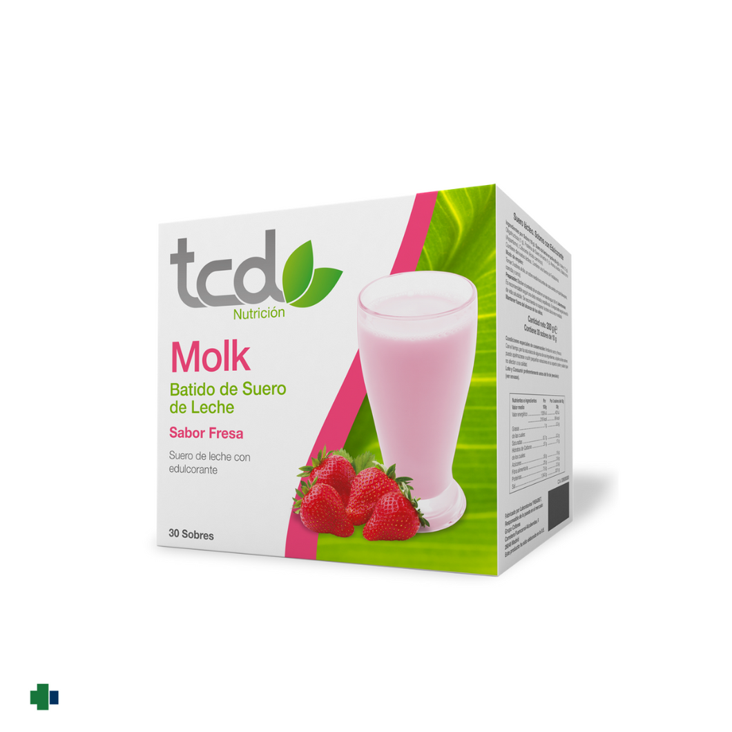 TCD MOLK BATIDO DE SUERO DE LECHE SABOR FRESA 30 SOBRES