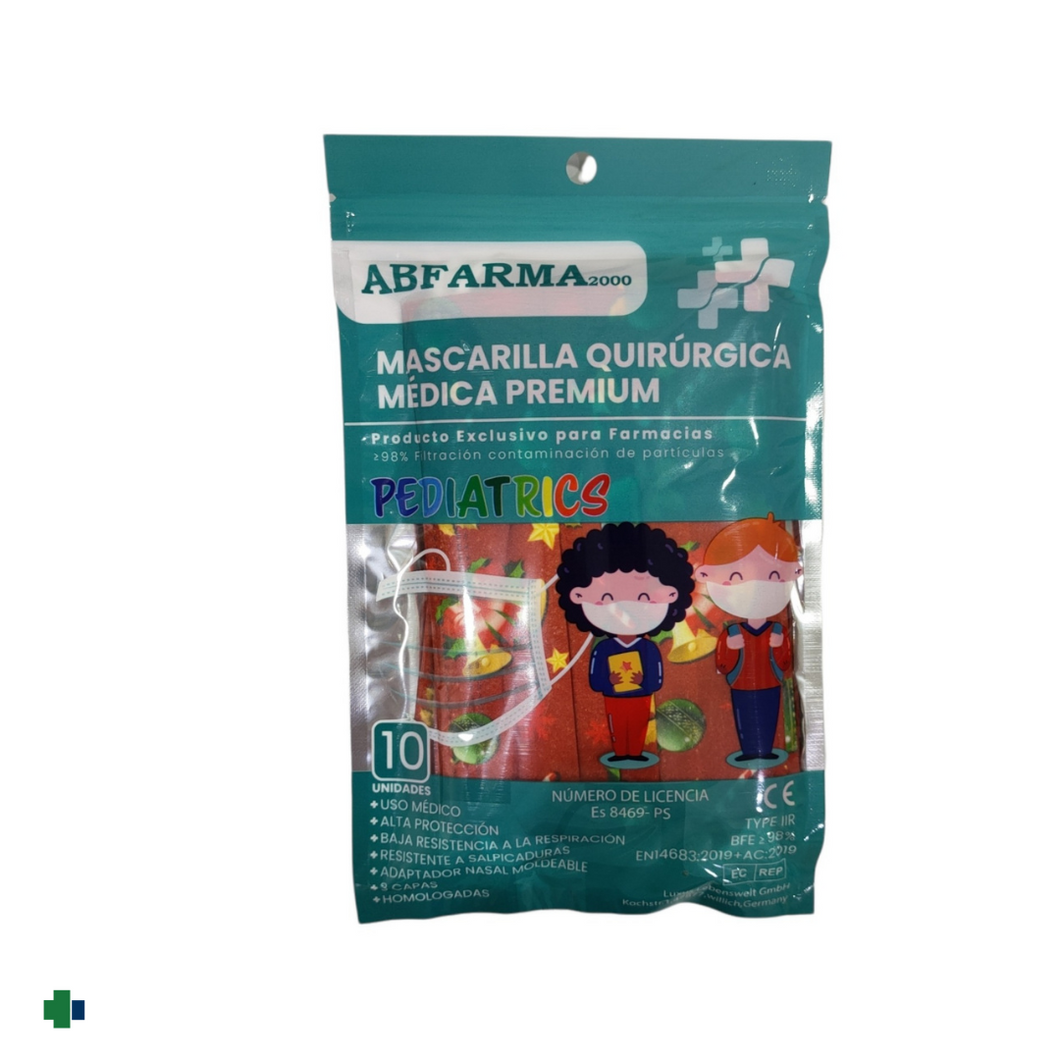 ABFARMA MASCARILLA QUIRURGICA INFANTIL NAVIDAD 10 UNIDADES